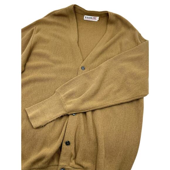 Izod x Lacoste Mens Vintage 60s Knit Logo Grandpa Sweater Cardigan Size Large - Picture 5 of 16